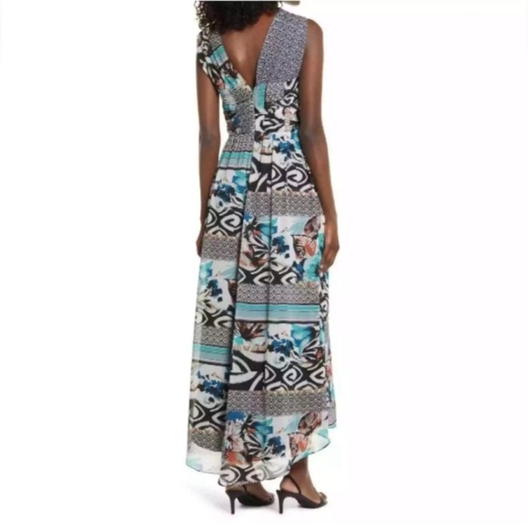 Harlyn Maxi Dress Mix Print Block Artsy Modern Romance Wedding Guest Party Med - Picture 2 of 16